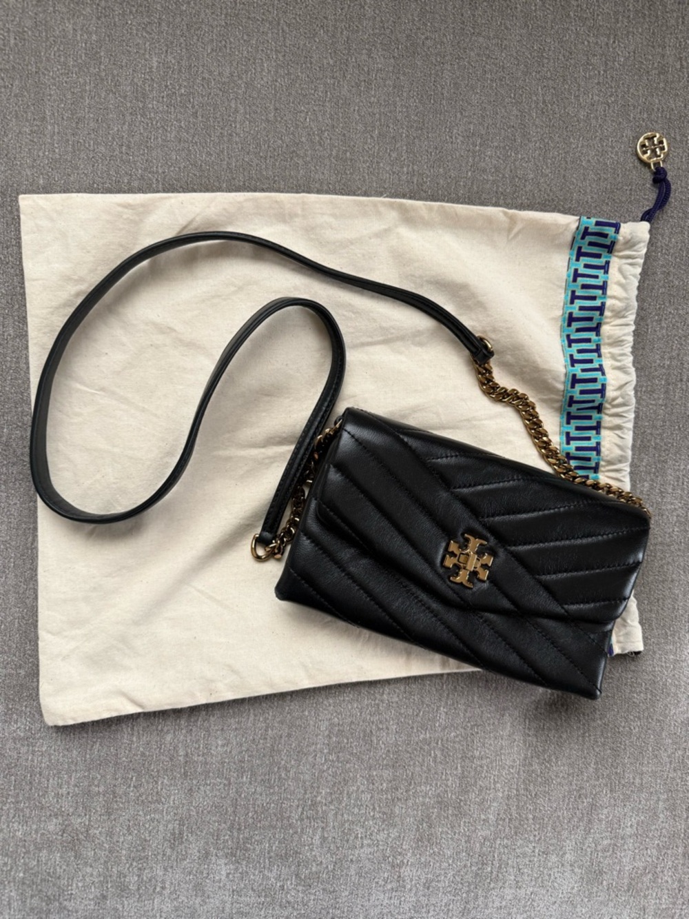 Tory Burch Black Kira Quilted Leather Crossbody